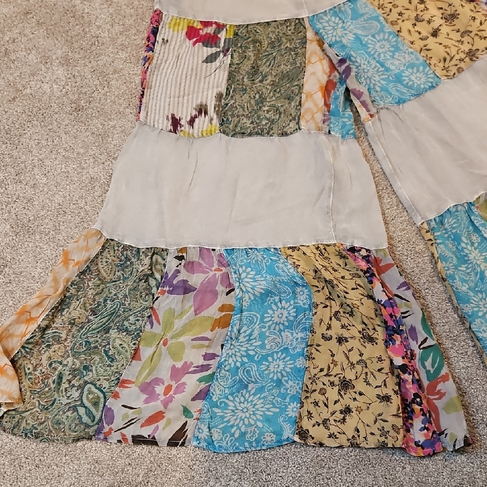 341 Colorful Patchwork Flared Pants Boho - Picture 3 of 11